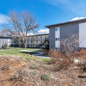 Lime Apartments exterior courtyard and parking area