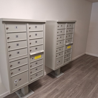 Resident mailboxes at Lime Apartments
